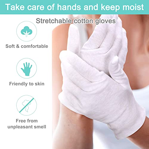 Soft White Cotton Moisturizing Gloves for Eczema & SPA Care - 12 Pairs