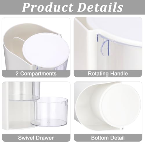 Rotating Hair Accessories Organizer with Comb Holder Plastic Hair Clips Storage Container Cosmetic Storage Box for Makeup Sponge Brush, 3-Layer White