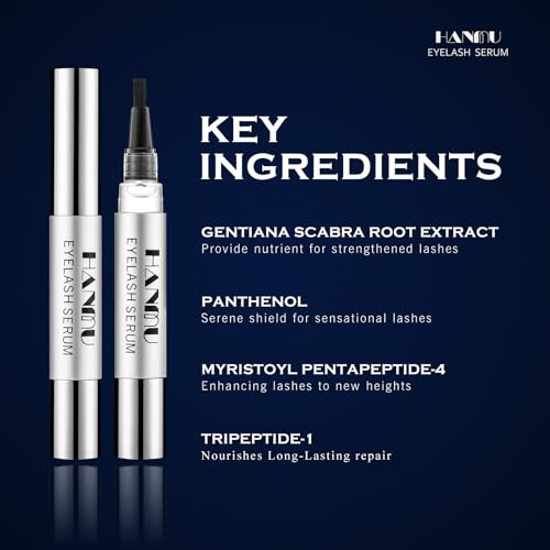 HANMU Eyelash Growth Serum, Non-Irritating Eye Lash Serum,For Rapid Enhancement of Eyelash Growth - Fuller, Faster, Longer, Premium Lash Enhancer-4ml