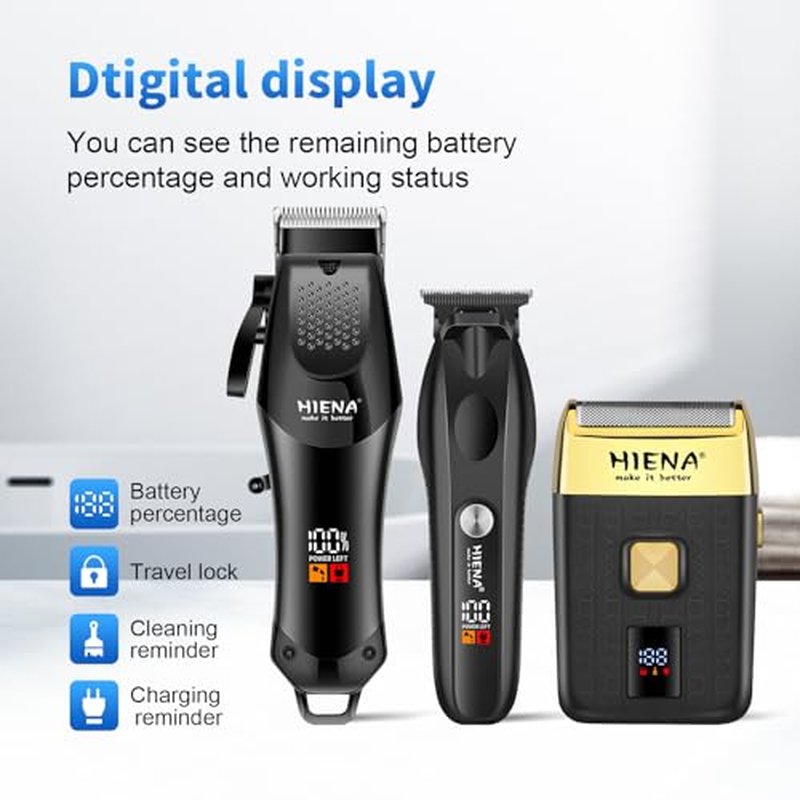 HIENA PRO Professional Hair Clipper Set for Men - Cordless Trimmer Kit