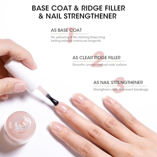 GELLEN Clear Nude Tint Nail Ridge Filler & Strengthener Base Coat – Nourishing Nail Care
