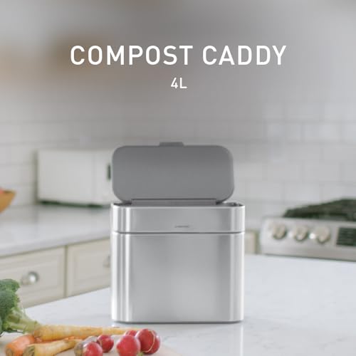 simplehuman 4L Compost Caddy with Magnetic Dock - Stainless Steel