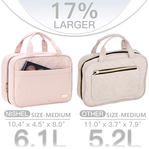 NISHEL Hanging Travel Toiletry Bag for Women, Pink