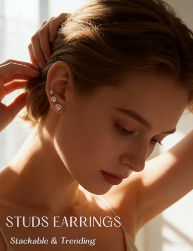 14K Gold Plated Hypoallergenic Stud Earrings Set for Women