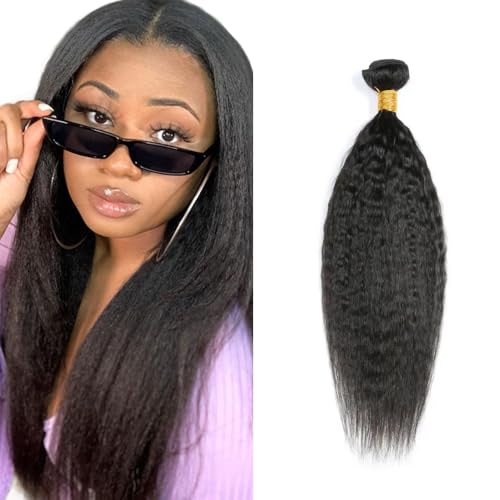 Black #1B Human Hair Bundles 28 Inch Kinky Straight Yaki Brazilian Natural Black