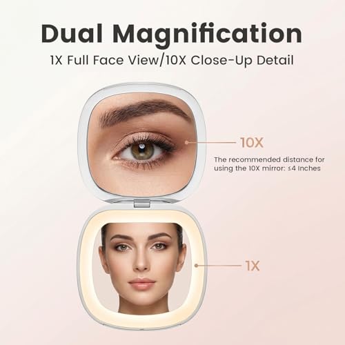 FRANO 10X Magnifying Makeup Mirror with Dimmable LED Light