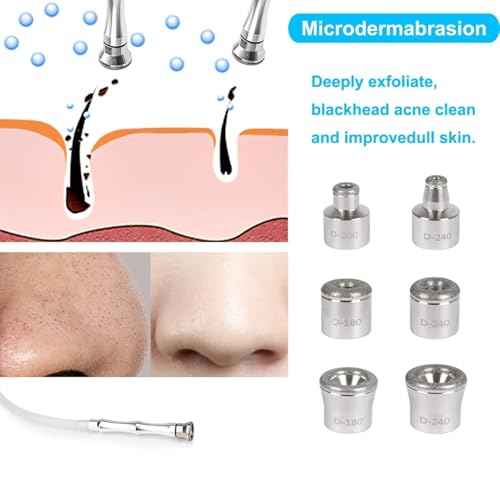Diamond Dermabrasion Head, Microdermabrasion 6 Tips, Facial Exfoliator Tool for Home