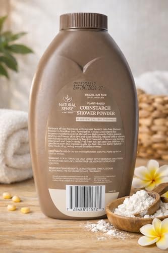 Natural Sense Shower Powder - Talc-Free Cornstarch, 10 oz