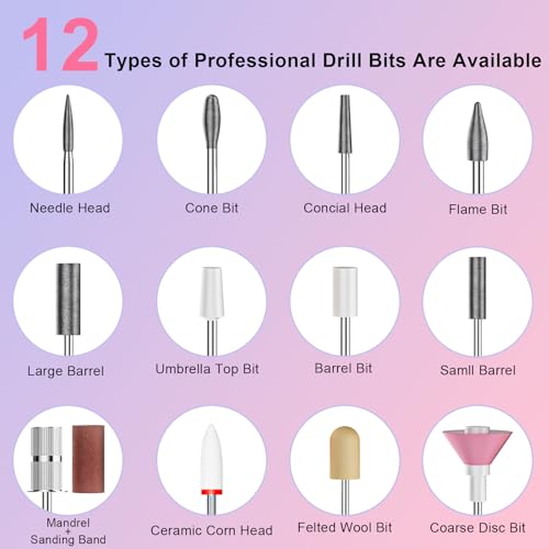 40,000 RPM Electric Nail Drill Kit - Rechargeable Manicure Tool