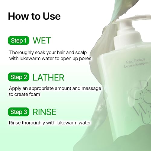 GROWUS Algae Therapy Seaweed Shampoo 500ml - Biotin & Marine Peptide for Thinning Hair