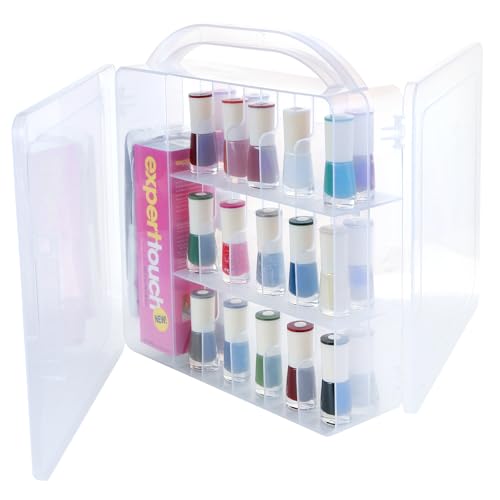 Nail Polish Holder Organizer with Lid and Handle for 30 Bottles (Clear, 11.8 x 11 x 3.15 In)