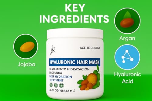 Hyaluronic Hair Mask with Olive & Jojoba Oil - Deep Hydration & Shine - 36 OZ