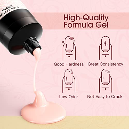 ROSALIND Pink Poly Nail Gel Extension Kit 2 oz (60ml) with Brush & Forms