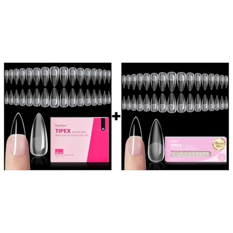 Beetles Tipex Apex Nail Tips, Stiletto Medium, 192pcs in 16 Sizes