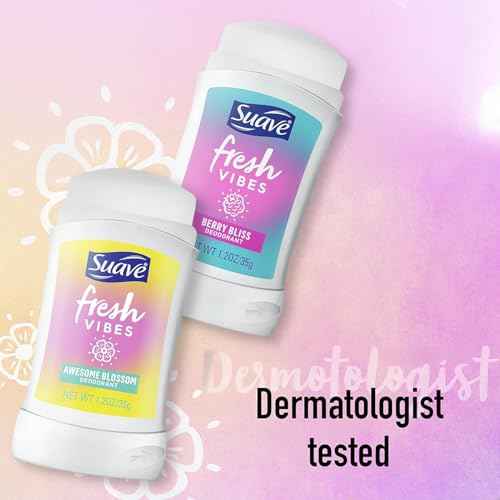 Suave Aluminum-Free Deodorant, Kids & Teen Girls ??Fresh Vibes Berry Bliss & Awesome Blossom, 48H Protection, 1.2 Oz Ea
