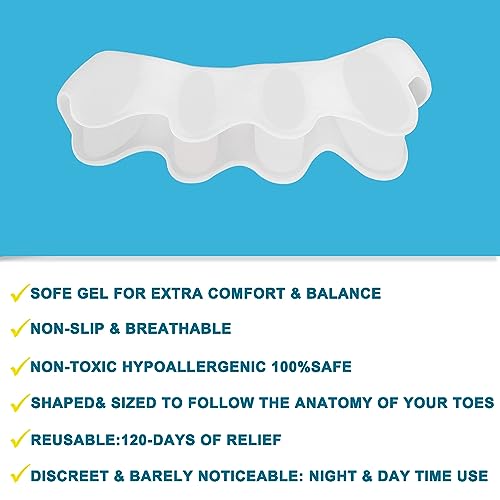 JEVRKAPZ Toe Separators 5 Holes Toe Straightener – Big Toe Align, Bunion Relief