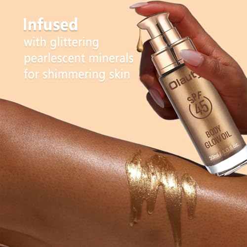Waterproof SPF 45 Body Shimmer Oil with Glow - Diamond Platinum Variation