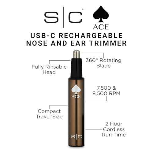StyleCraft Ace Cordless USB-C Rechargeable Hair Trimmer & Electric Ear/Nose Trimmer with Protective Cap for Men