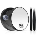 30X Magnifying Mirror with Suction Cup & Tweezers, 3.5 Inch