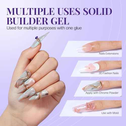 Morovan Solid Builder Nail Gel: 60g Large Capacity Nail Builder Gel for 3D Sculpting Non-Sticky Hard Gels for Nails Extension Carving Soak Off UV LED Salon Home DlY