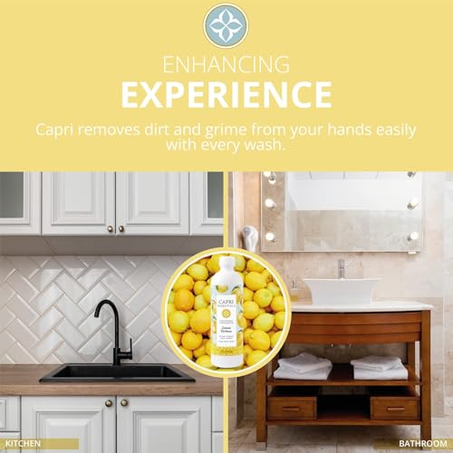 CAPRI ESSENTIALS Hand Soap Liquid, Natural Household Cleaning Supplies, Gentle Plant Based Aromatic Hand Wash, Blend of Essential Oils, Removes Dirt & Grime, Lemon Verbena Scent, 16 FL Oz (6 Pack)