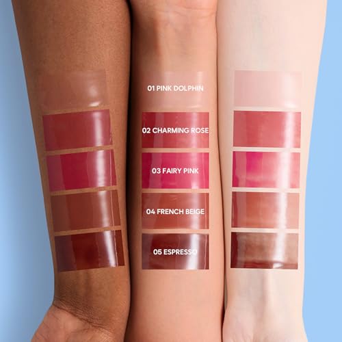 Crystal Dewy Lip Gloss | Lightweight & Non-Sticky | High-Shine & Long-Lasting | Hydrating Korean Lip Care Gloss | 0.17 oz. (01 PINK DOLPHIN)