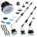 Electric Spin Scrubber Cordless ? Powerful Bathroom Cleaning Brush with Long Handle, 2 Speeds, 3000mAh Rechargeable, 7 Brush Heads, Wall Hanger & Crevice Tools ? Shower, Tub & Tile Cleaner