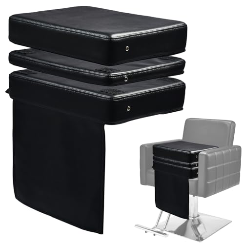 L'aimefois Salon Booster Seat for Kids - Height Adjustable,Easy to Clean & Storage,Breathable£¬Leather Barber Booster Seat for Kids Hair Cutting,Black