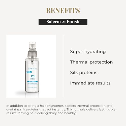 SALERM - Illuminating Hair Spray - Salerm 21 Finish - 100 ml - with Silk Proteins - Final Illuminating Touch - Hydrates and Adds Shine to Hair - Immediate Result - Heat Protector