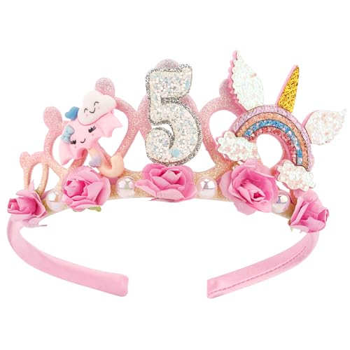 Pink Flower Crown Headband for Girls' 5th Birthday Party