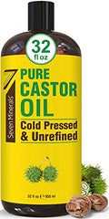 Seven Minerals Cold Pressed Castor Oil 32oz - Unrefined & Hexane Free for Hair, Skin & Wellness