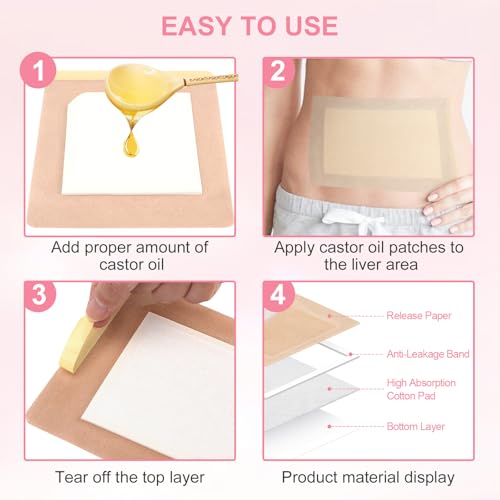 Extra Large Self-Adhesive Castor Oil Patches - Mess-Free Body Wrap (20 Pack)