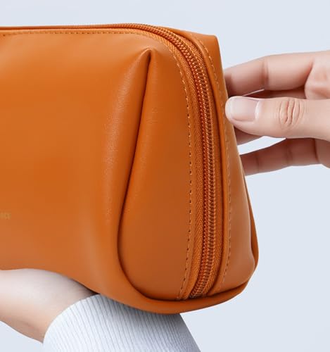 Aveniee Small Vegan Leather Travel Makeup Bag - Brown