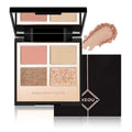 4 Colors Gold Eyeshadow Palette,Glitter Pink Brown Eye Shades,Glossy Shimmer Eyeshadow Palette Neutral Daily Eyeshadow Makeup High Pigment Smooth Powder
