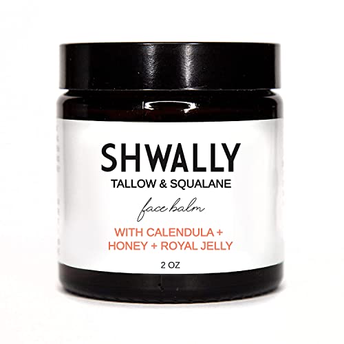 Shwally Tallow, Honey & Royal Jelly Non-Comedogenic Face Moisturizer - 100% Grass Fed Tallow with Squalane & Calendula - Rich in Vitamin A, K, D & E - Creates Soft, Smooth Skin (Unscented)