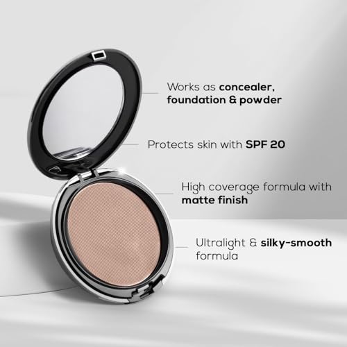 RENEE PRO HD 3 In 1 Compact - Gres 9 Gm, Works As Concealer, Foundation & Powder, SPF 20, Matte Finish, High Coverage, Ultralight & Silky Smooth Finish, Enriched With Vitamin E, C & Aloe Vera