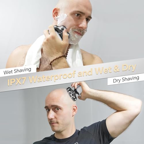 Head Shavers for Bald Men, 7D Electric Razor 10000 RPM High-Speed Mens Head Shaver, LED Display & IPX7 Waterproof for Wet/Dry Use, Fast Rechargeable Shaving Grooming Kit