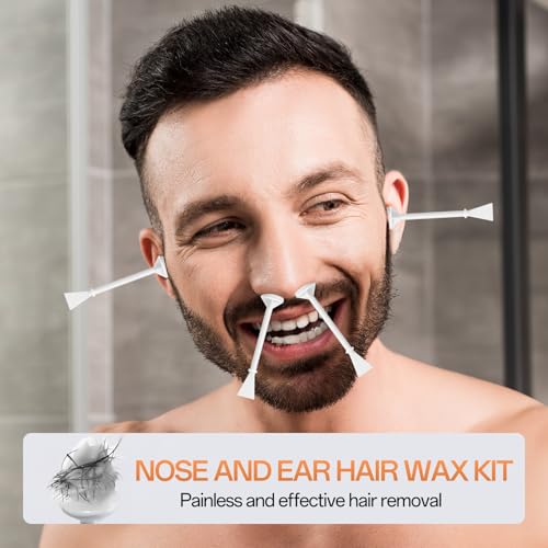 Nose Wax Kit Men With 30 Nose Waxing Sticks, Nose Hair Wax Kit With100g Wax, Up to 20 Uses, Safe, Quick and Painless Nose Hair Removal for Men