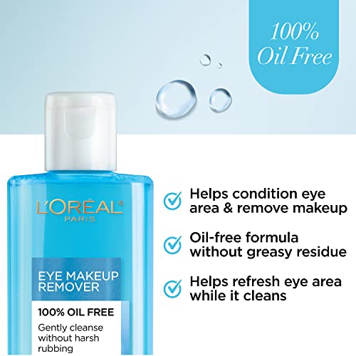 L'Oreal Paris Oil Free Eye Makeup Remover, 2 Count