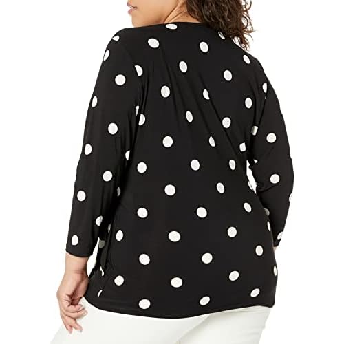 Anne Klein Women's Printed Ity 3/4 SLV Wrap Top (H22)