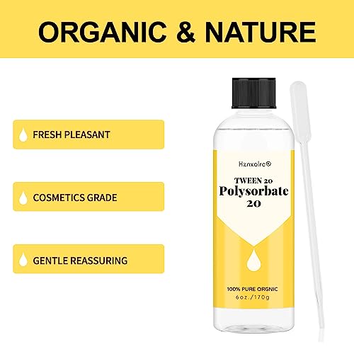 Hznxolrc 6 oz Polysorbate 20 Emulsifier, Premium Polysorbate 20 (TWEEN 20) Liquid, Gentle on Skin