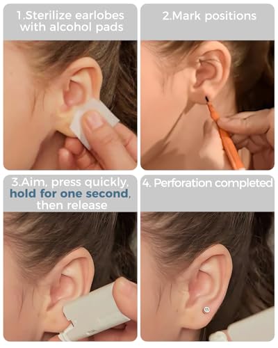 Disposable Ear Piercing Gun Kit with 4mm CZ Studs