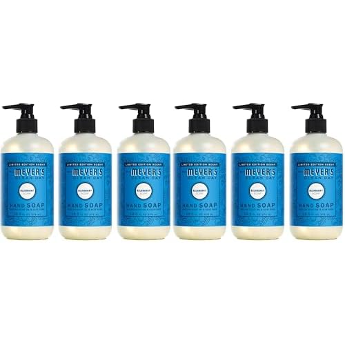 Mrs. MEYER'S Clean Day Liquid Hand Soap, Blueberry Scent, 12.5 Ounce Bottle, (Pack of 6)