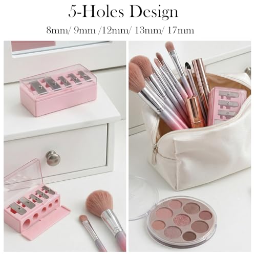 Multi-Function Eye and Lip Pencil Sharpener Set - 2 Pieces, 5 Hole Portable Makeup Tool