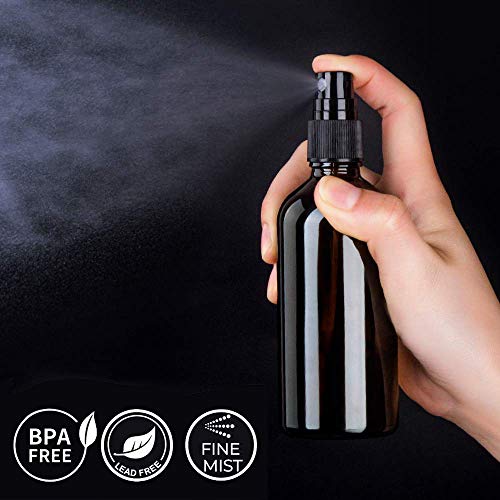 Hydior 4oz Amber Glass Spray Bottles for Essential Oils - 2 Pack Fine Mist