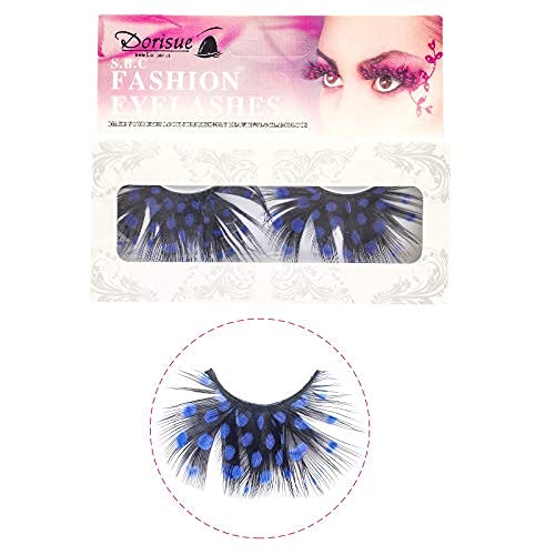 Dorisue Mermaid Party Lashes Anime lashes Blue Eyelashes Dark Blue colored Cosplay blue vessel lashes 3d False Eyelashes Extension for Women Girls Night show Costume lashes for woman