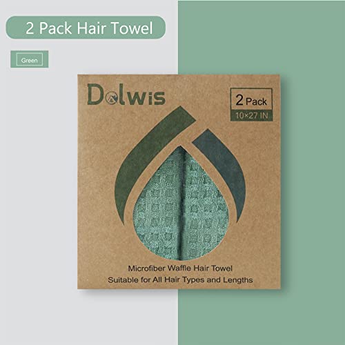 Microfiber Hair Drying Towel Wraps - 2 Pack (Green)