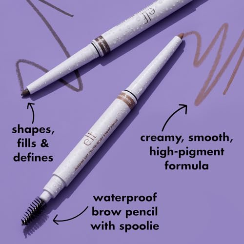 e.l.f. Waterproof Eyebrow Pencil Deep Brown - Natural, Smudge-Resistant, 0.28g