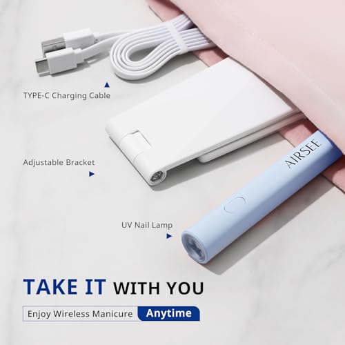 AIRSEE Mini UV Nail Lamp Rechargeable with Stand