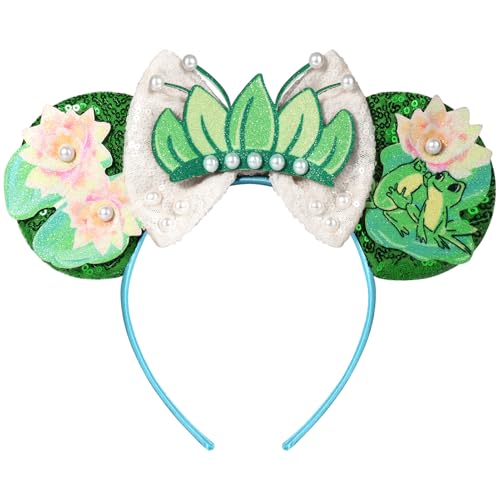 CANMIL Frog Mouse Ears Headband Sparkling Princess Bow Hair Accessory for Women & Girls